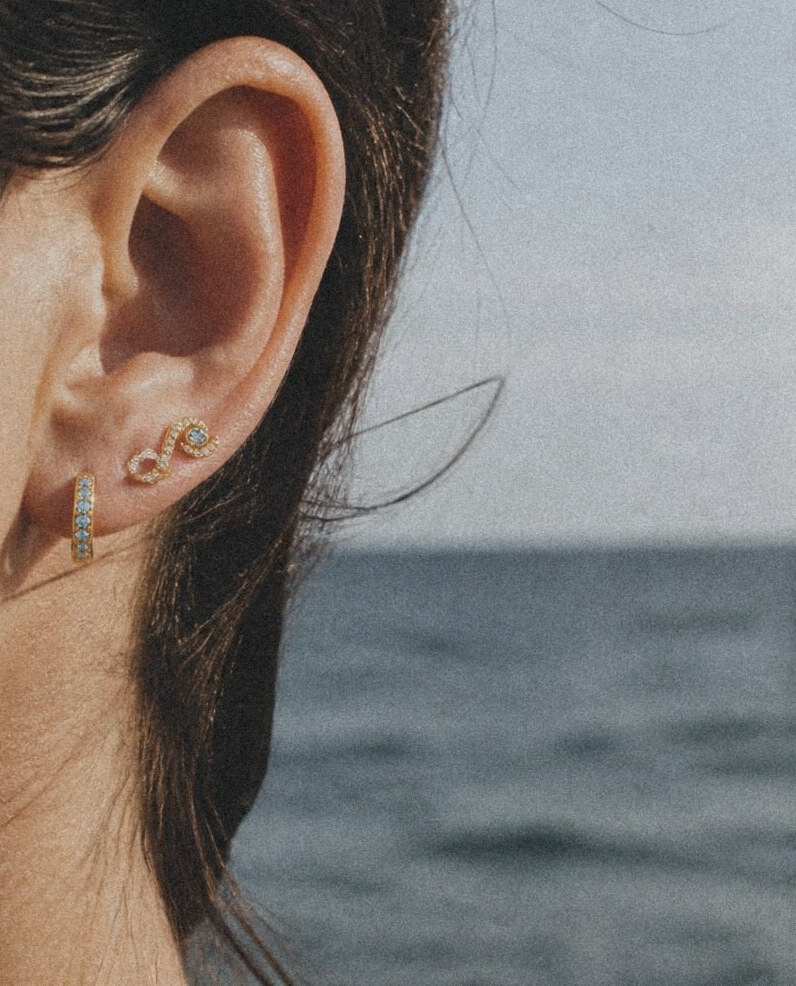 Mare Pavé Huggie, worn